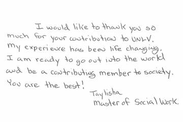 A handwritten letter from a student.