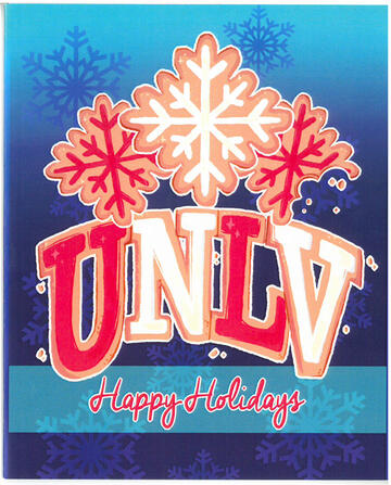 Holiday graphics card containing cookie-shaped UNLV