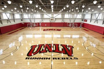 The practice courts, named for donors Bill and Bonnie Wortman and Bill and Bonnie Paulos, feature 12 baskets.