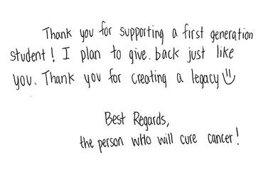 A handwritten letter from a student.