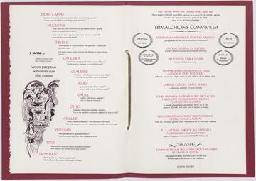 The dinner menu for Caesars Palace's Bacchanal, Las Vegas, showing various items and prices.