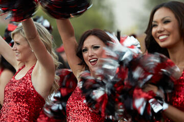 UNLV's rebel girls dancing and cheering on the crowd.