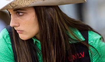 Close up photo of female UNLV Rodeo competitor.
