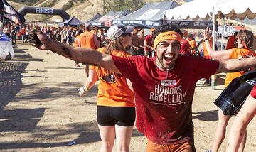 Naweed Yusufzai celebrates finishing.