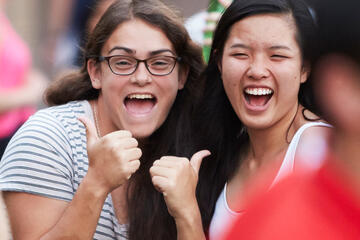 Happy to be all moved in, many students enjoy Residential Education's "Welcome to the Block, Party," Tonopah Hall, Aug. 19, 2015. (Aaron Mayes/UNLV Photo Services)