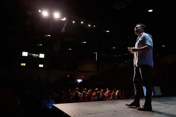 Rehan Choudhry, founder of the&nbsp;Life Is Beautiful music and art festival,&nbsp;talks&nbsp;about his own personal&nbsp;success. (Aaron Mayes/UNLV Photo Services)&nbsp;
