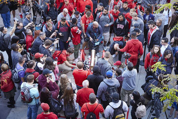 crowd gather at cannon trophy painting party