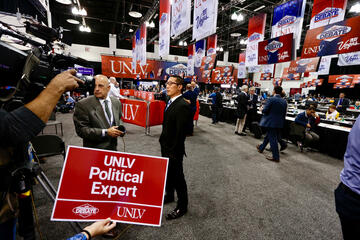 In "Spin Alley," political science professor Dan Lee shares his expertise. (Josh Hawkins/UNLV Photo Services)&nbsp;