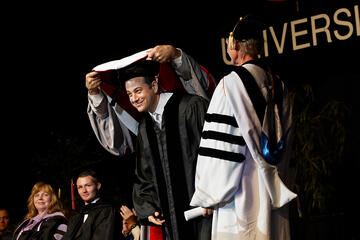 Talk show host James "Jimmy" Kimmel received an honorary doctorate recipient during the afternoon commencement.