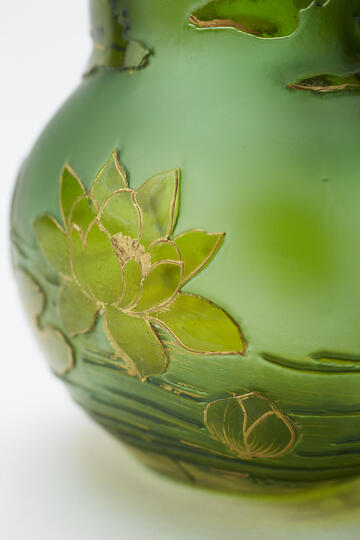 Acid-etched enameled cameo glass vase.