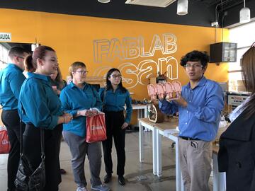 students touring lab
