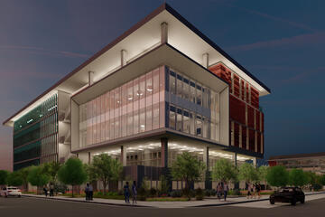 A rendering of the finished medical education building