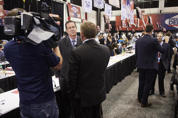 Robert Lang of Brookings Mountain West at UNLV. Professor Lang had a busy debate week, participating in media interviews for UNLV by both land and air. On Oct. 18, Lang toured Southern Nevada in a helicopter with ABC News, offering insight into the region's changing demographics and its impact on the political landscape.