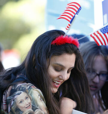 Lynnette Haul, a freshman majoring in political science, wore her support on her sleeve. (R. Marsh Starks/UNLV Photo Services)