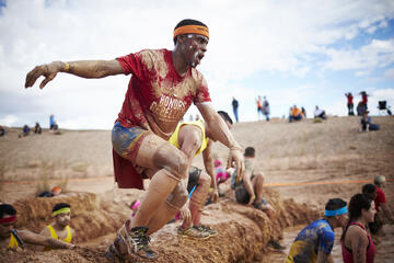 Tre Norman competes in a Tough Mudder race with the Honors Rebellion Oct. 17, 2015 at Lake Las Vegas. (Aaron Mayes / UNLV Creative Services)