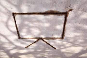 A square stamp in the concrete with two legs
