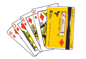 A credit card among playing cards