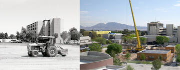 tracter clears land on campus