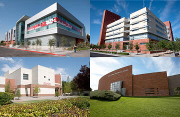 Student Union, Greenspun Hall, Beam Music Center, and Tam Alumni Center