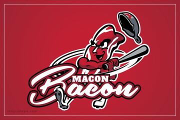 Macon Bacon baseball illustration