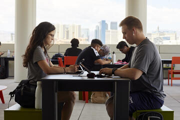 two students studying together