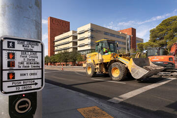 construction truck in front of UNLV Student Union