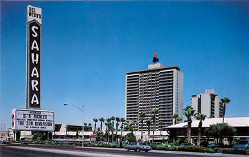 Front of the Sahara Hotel and Casino during 1981.