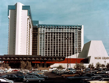 front face and entrance of the MGM Grand Hotel, Las Vegas, circa late 1970s