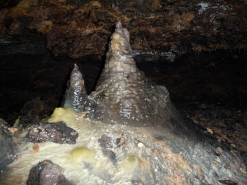 Close up of stalagmite formation inside of Cave Valley Cave in Lincoln County.