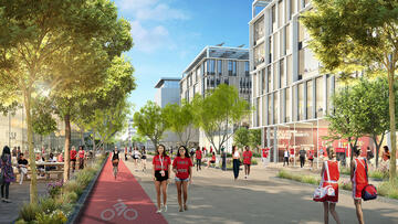 rendering of streetscape around university
