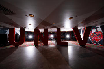 UNLV lettered sign at night