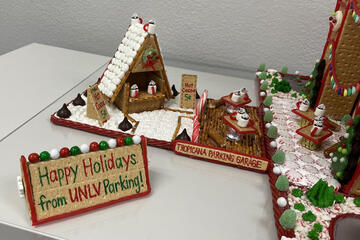 detail shot of gingerbread replica of parking garage