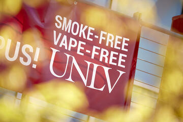 red banner that says smoke-free vape-free unlv