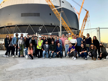 UNLV architecture students at the MSG Sphere construction site