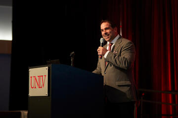 Jeff Orgera speaking at podium during MSI summit