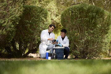 Students conducting research.