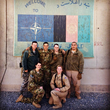 US Air Force veteran and MBA student Samantha Kennedy with service members