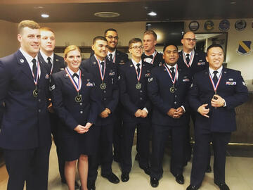 Samantha Kennedy with fellow service members