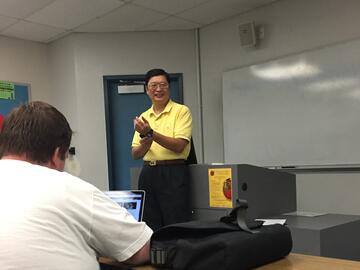 photo submitted of Dr. Jerry Cha-Jan Chang while teaching in classroom