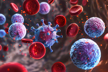 Graphic of blood cells in a blood stream