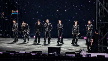 BTS on stage during Tampa performance
