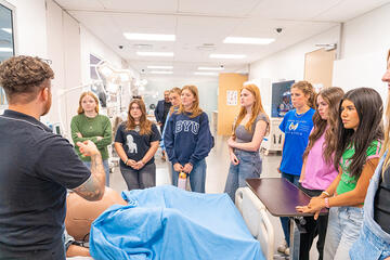 High school students from rural Nevada participate in activities at the medical education building during the inaugural Healthcare Exposure Rural Outreach (HERO) Day on May 1, 2026.