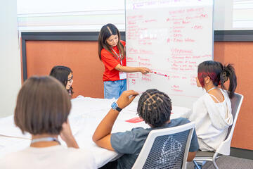 Elementary school students at the summer camp hosted by the office of community affairs at the medical education building in June 2026.
