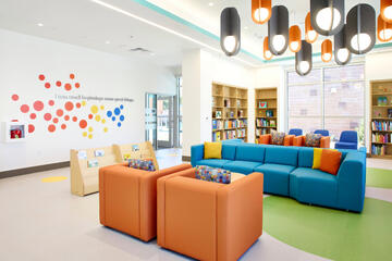 An interior shot of the Marlow Early Childhood Education Campus Welcome Center
