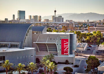 aerial view of Lied Library and Las Vegas Strip