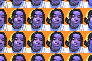 Self-portrait of a young woman, repeated several times