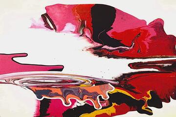 abstract art on acrylic with reds and blacks