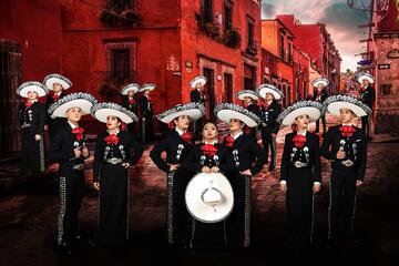 large group of mariachi performers