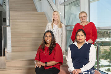 From left to right: Aditi Singh, MD; Kate Martin, MD; Kavita Batra, PhD; and Deborah Kuhls, MD