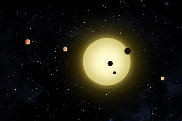 artist conception of planets near large star